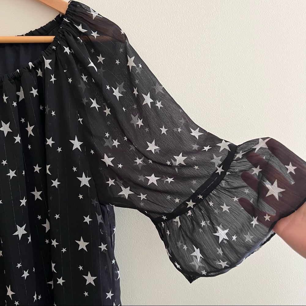 1X Flowy Black Sheer lined Blouse Sz 1X